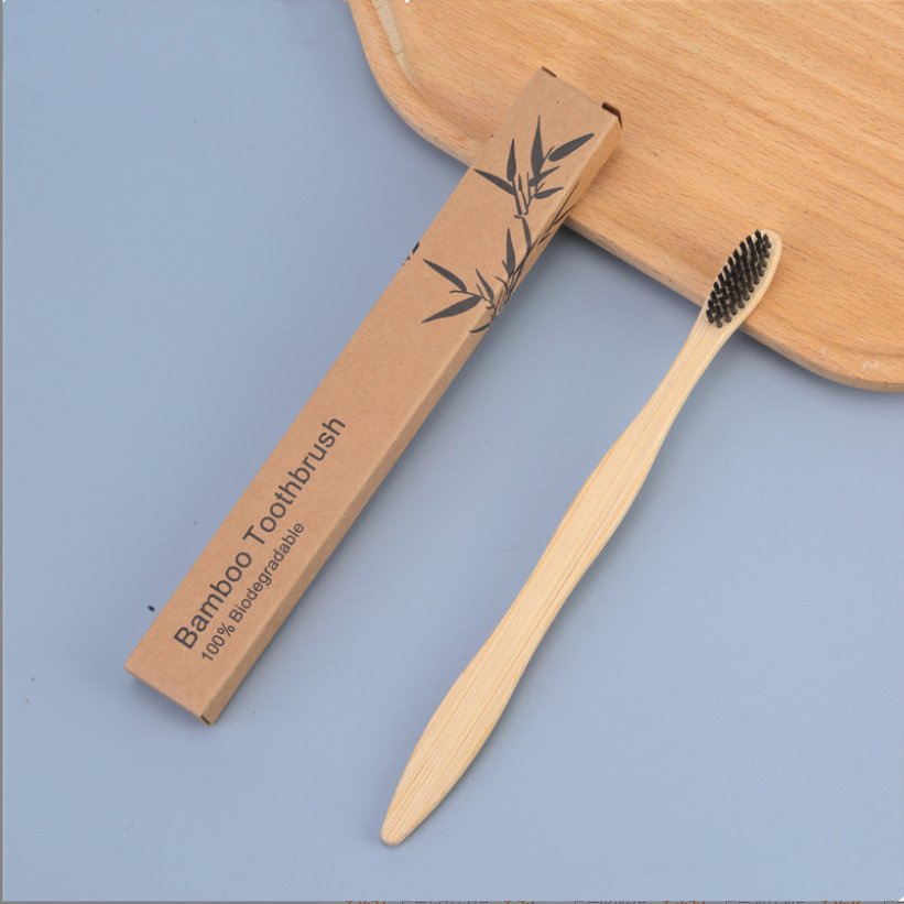 Hotel Amenities Different Color Flat Handle Bamboo Toothbrush