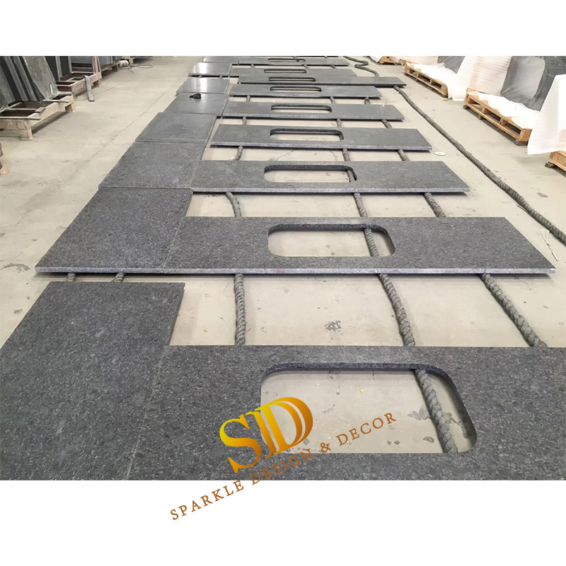 Custom Made Long Piece Iron Grey Granite Kitchen Countertop