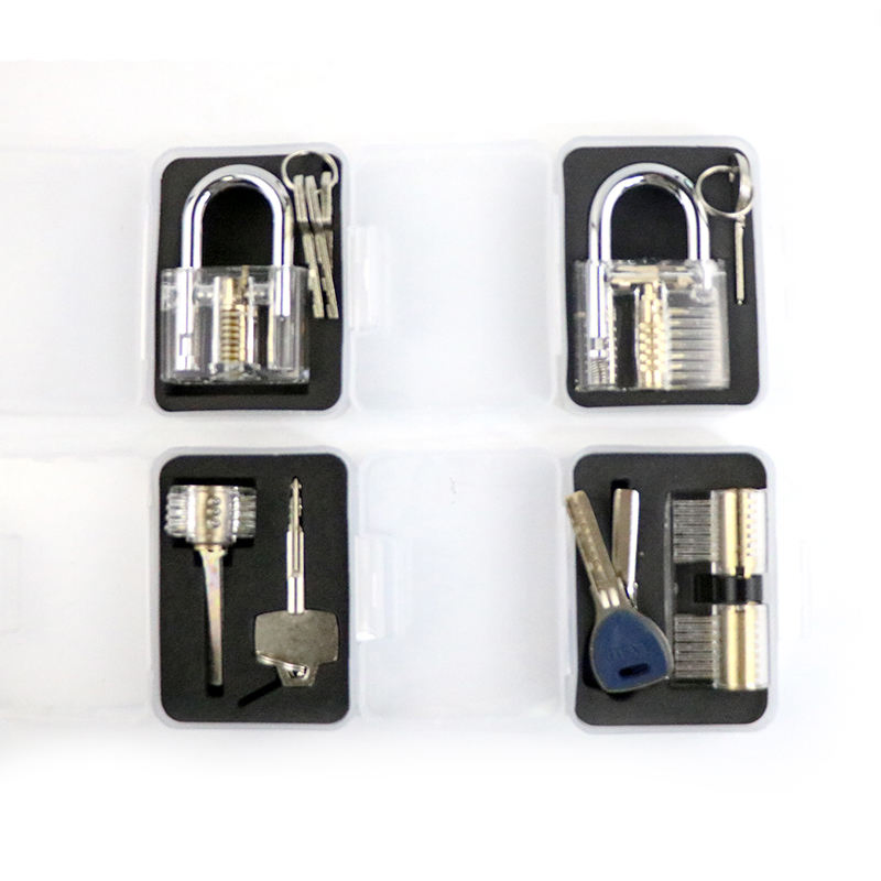 24 PCS Four Transparent Padlock Training Stainless Steel Training Lock Picking Set