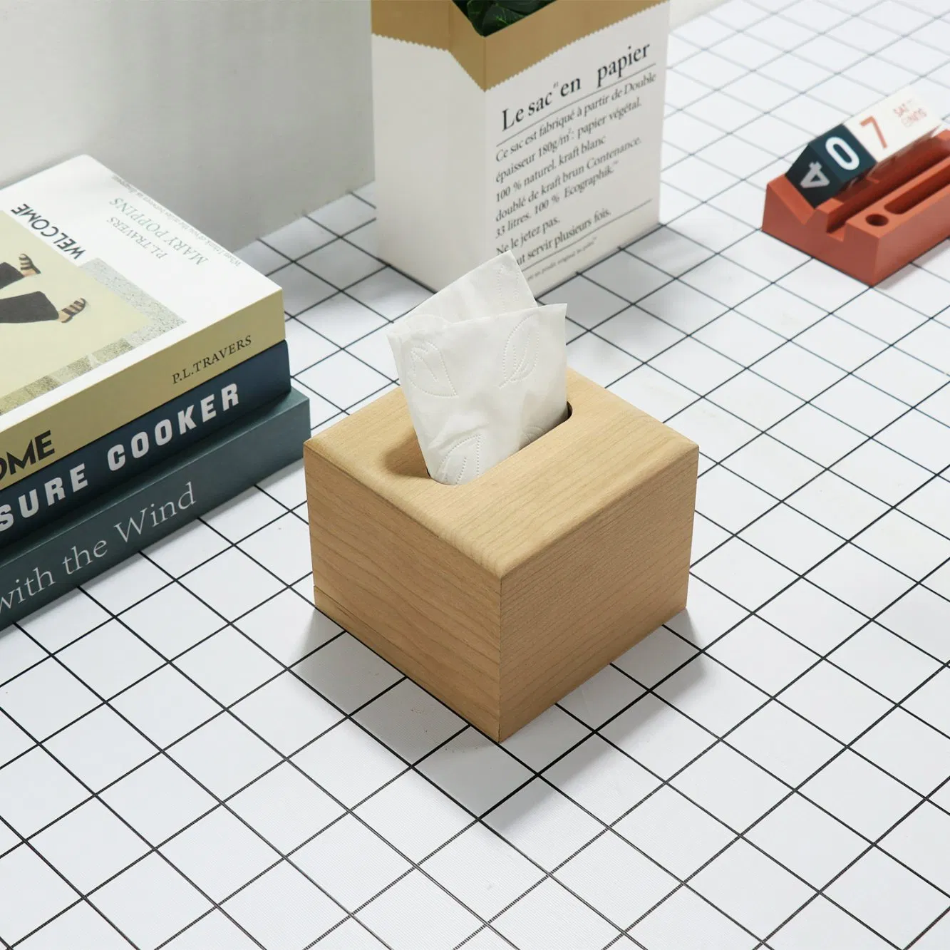 Custom Wooden Tissue Box Holder Home Organizer Wooden Tissue Storage Boxes with Sliding Cover