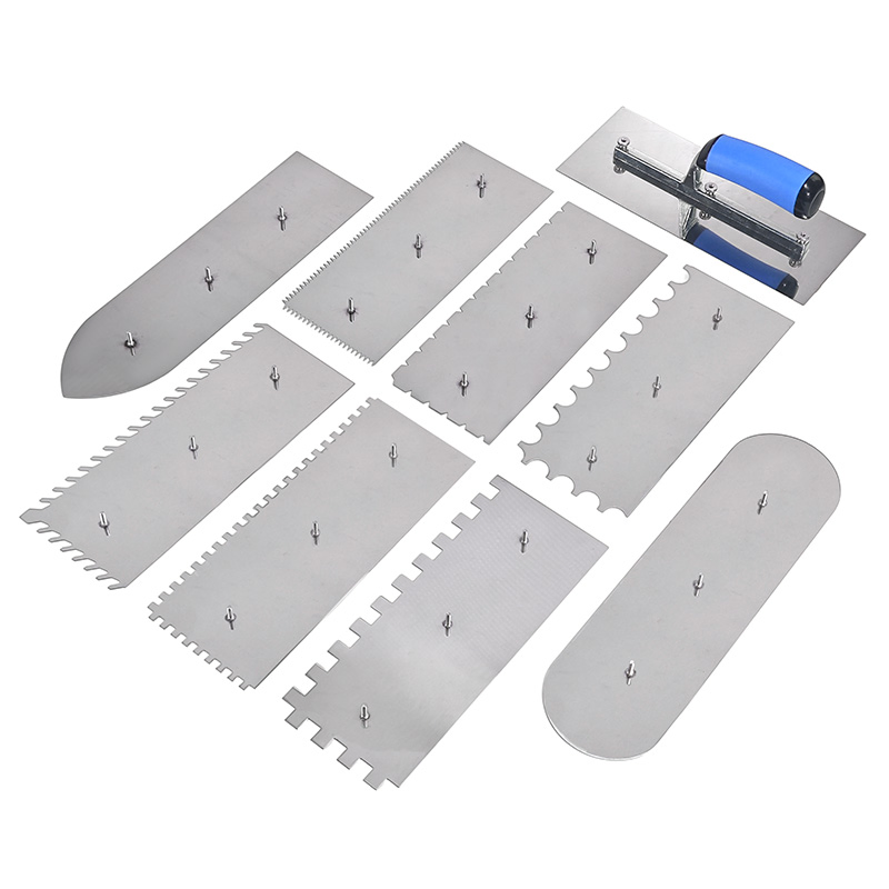 Detachable & Replaceable Stainless Steel Trowel Blade: Multi-Tooth Shape Plaster Trowel for Precision Coating Tasks