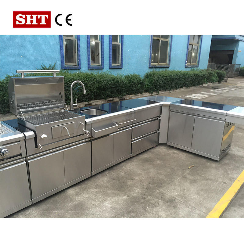 Outdoor Kitchen Island Stainless Steel BBQ Grills Kitchen Cabinets