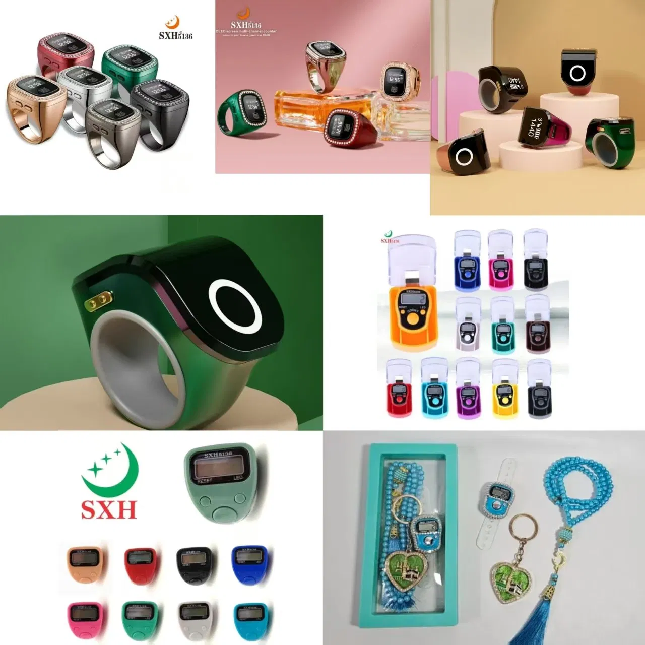 Electronic Finger Tally Counter Ring Digital Azan Alarm Clock Tasbeeh Zikr Ring