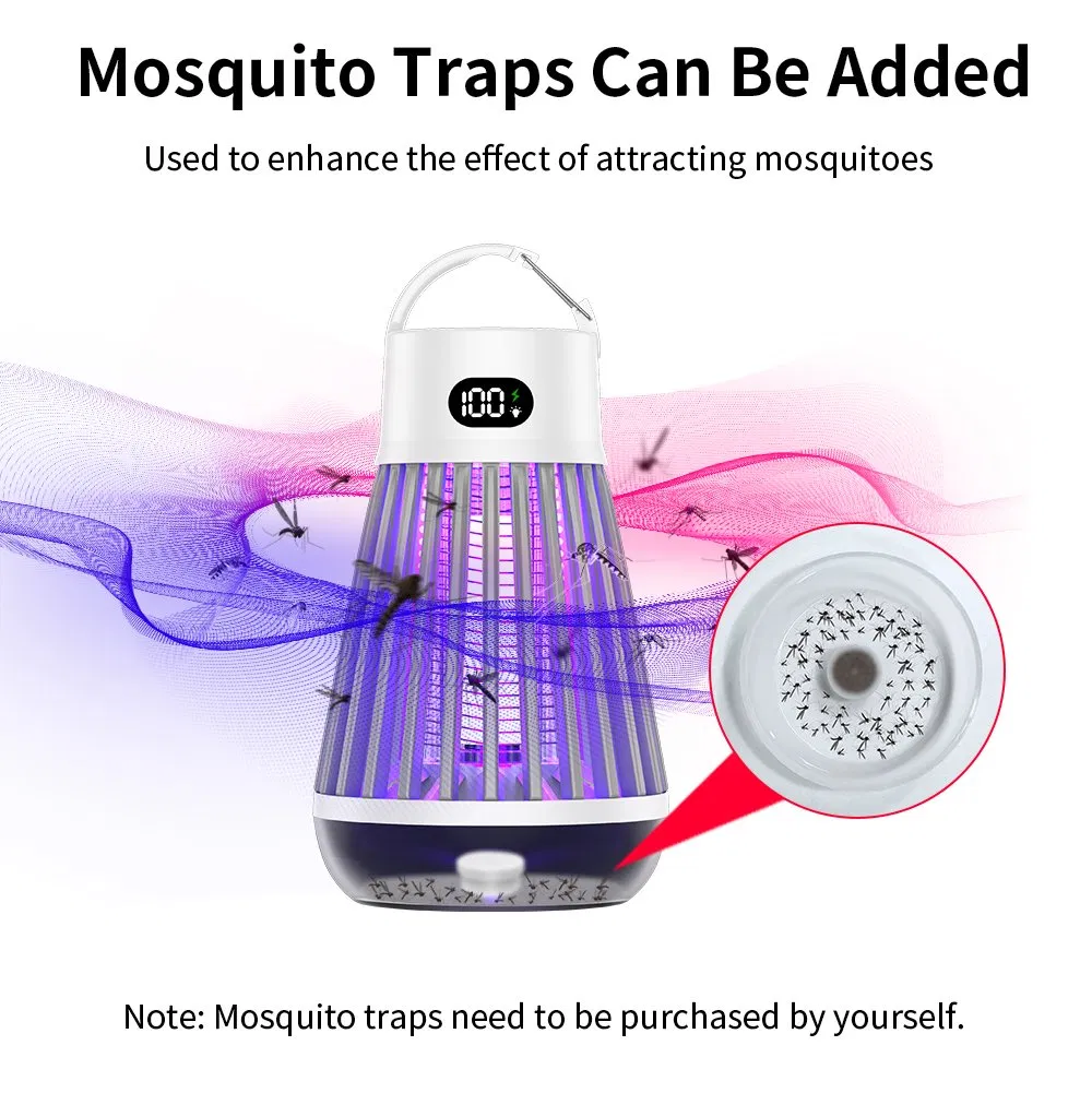 Mosquito Zapper Indoor Outdoor Waterproof LED Rechargeable High Powered Electric Mosquito Killer