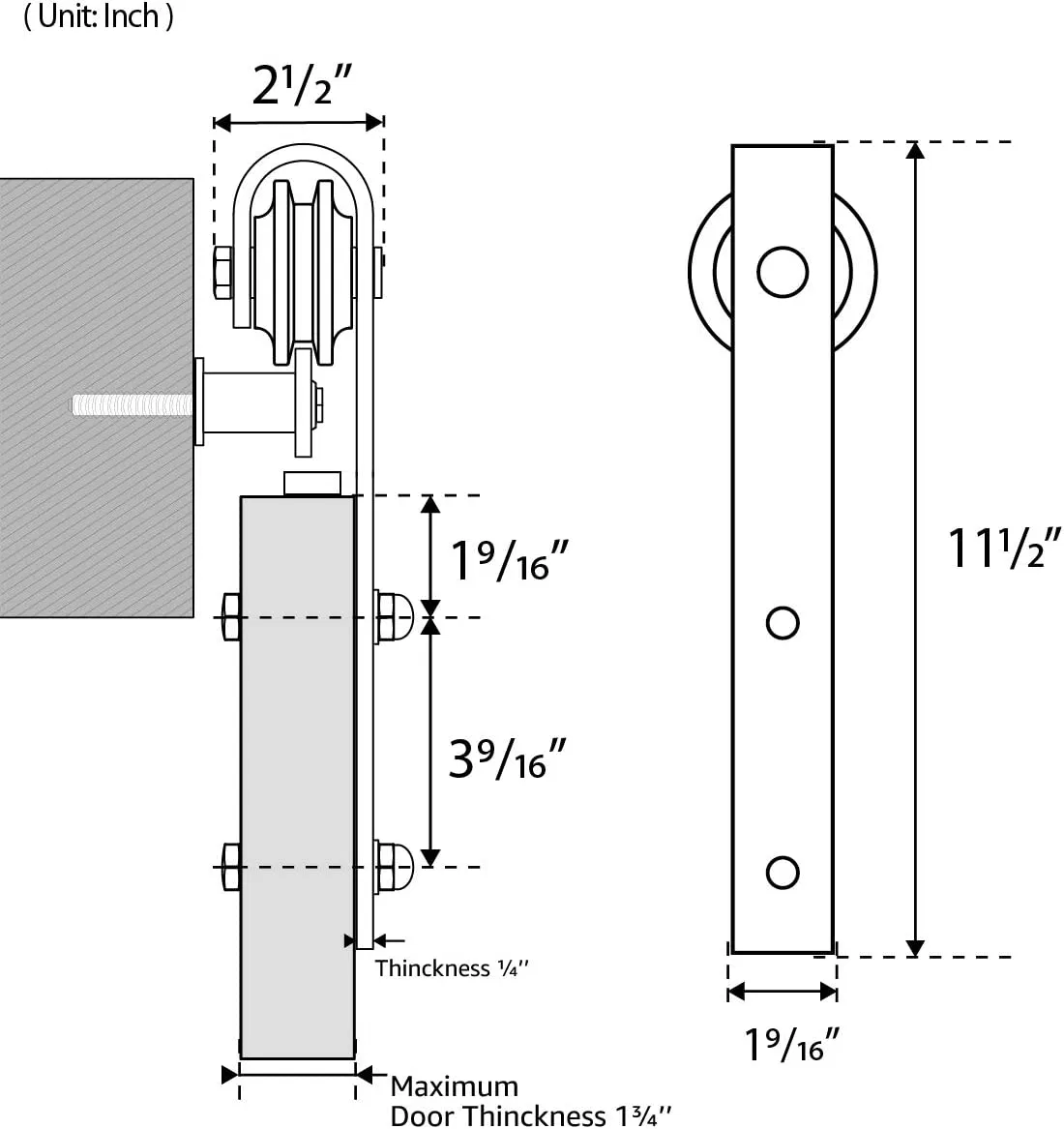 Carbon Steel Barn Door Sliding System Hardware Matte Black Color Door Roller