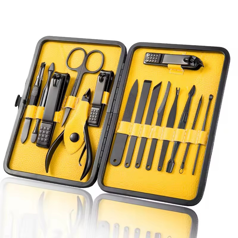 Professional Stainless Steel Nail Clipper Travel & Grooming Kit Nail Tools Manicure & Pedicure Set of 15PCS with Luxurious Case