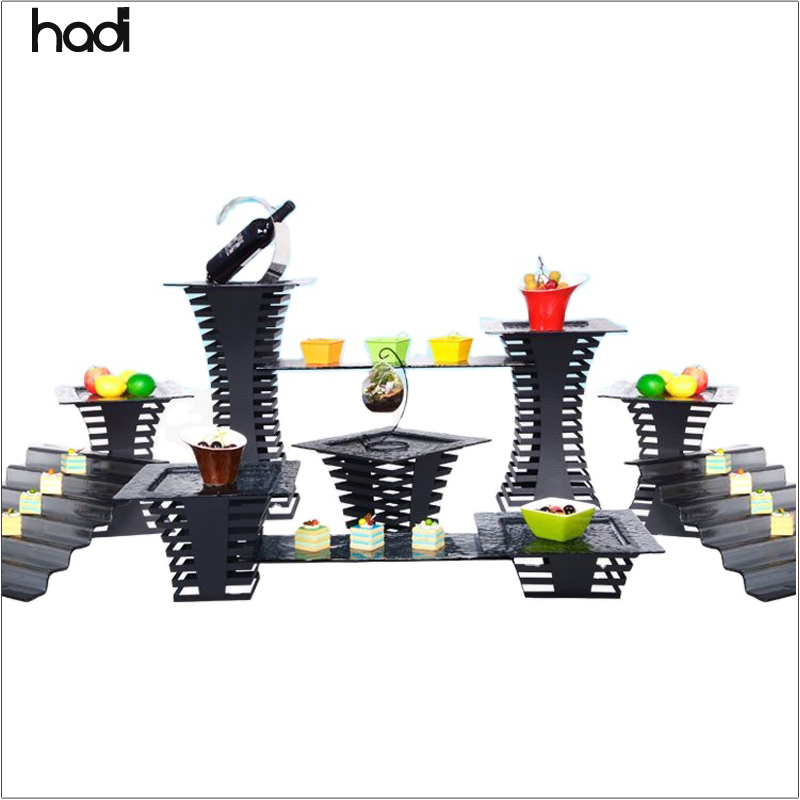 Hadi Modern Stainless Steel and Glass Complete Set Restaurant Utensils Display for Hotel Food Buffet Stand Sales