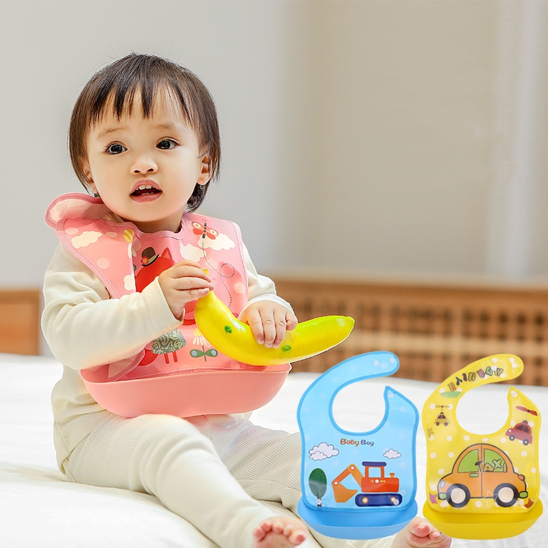 Wholesale Waterproof PEVA Baby Drool Bibs - Various Cartoon Pattern Styles and Large Caliber