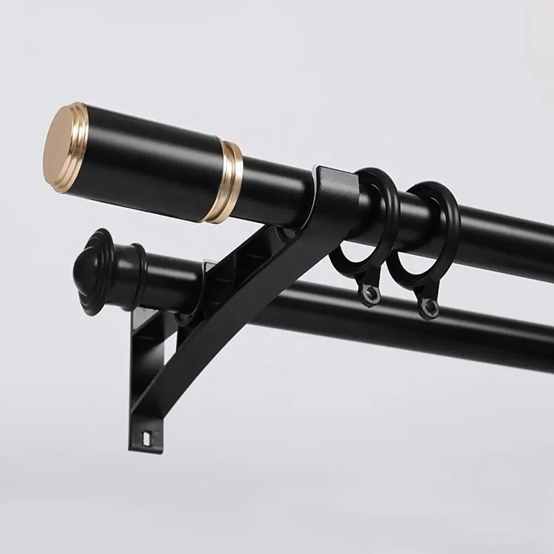 Manufacture Gold Extendable Metal Single Window Rod for Curtains with Finials Adjustable Iron Curtain Rod