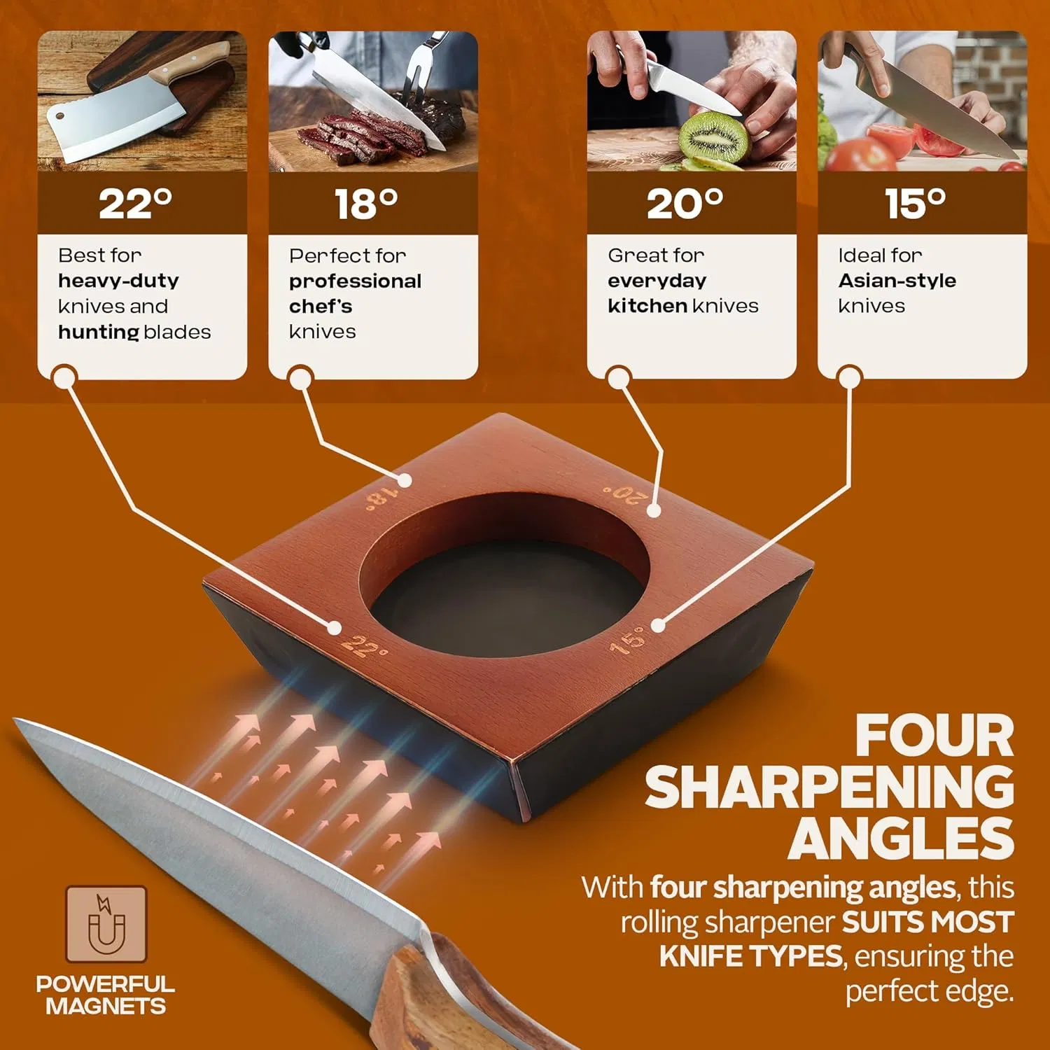 Ds-9910 Rolling Knife Sharpener Four-Sided Grindstone Knife Sharpening Made Easy, Diamond Kitchen Knife Sharpener Tool, Knife Sharpeners for Kitchen Knives