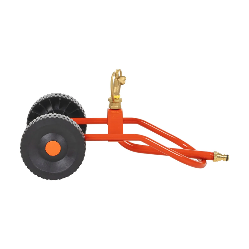 Metal Revolving Wheeled Sprinkler Cart with Wheeled Base for Efficient Watering