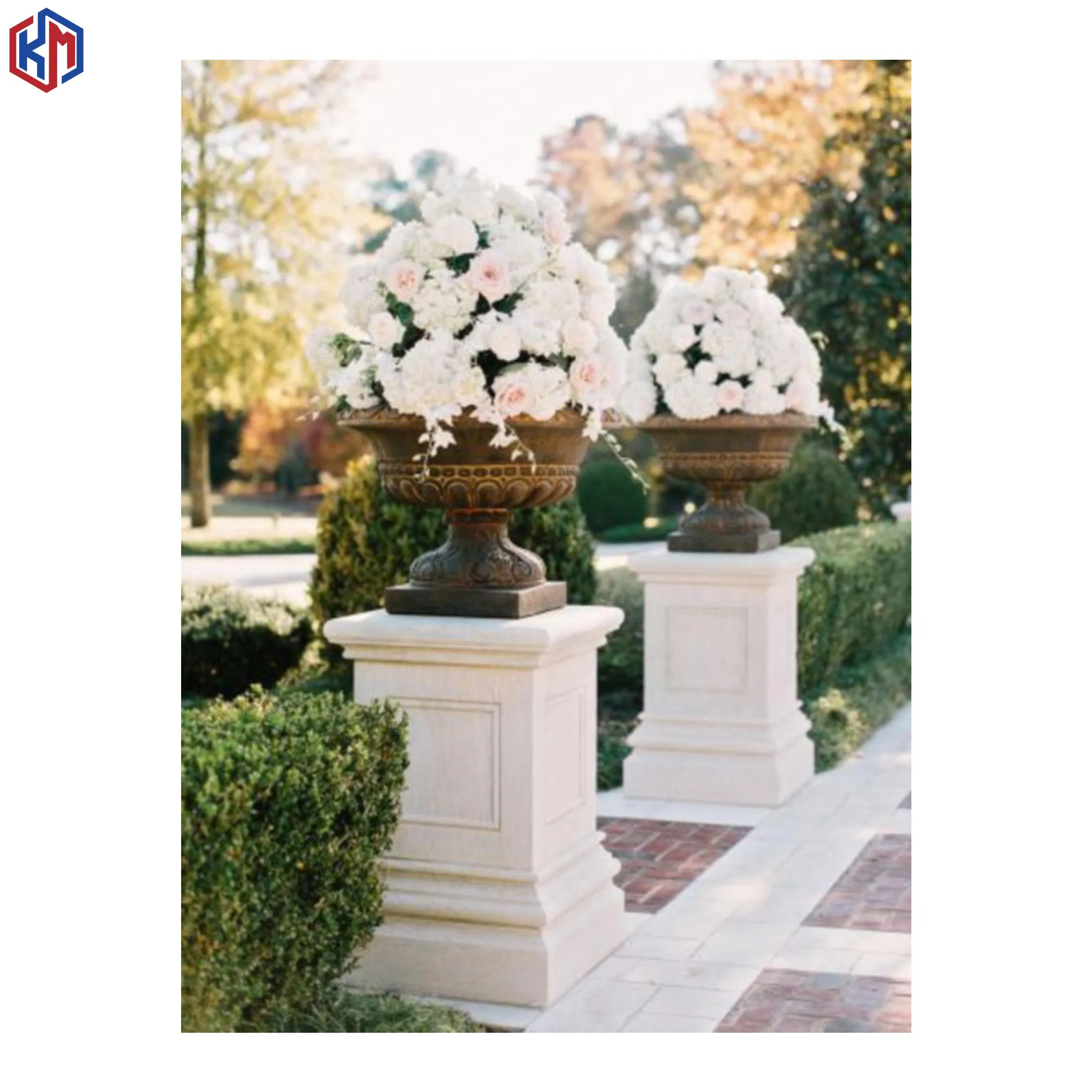 Garden Ornaments Plant Container Grc Flower Pot White Concrete Customizable Planter