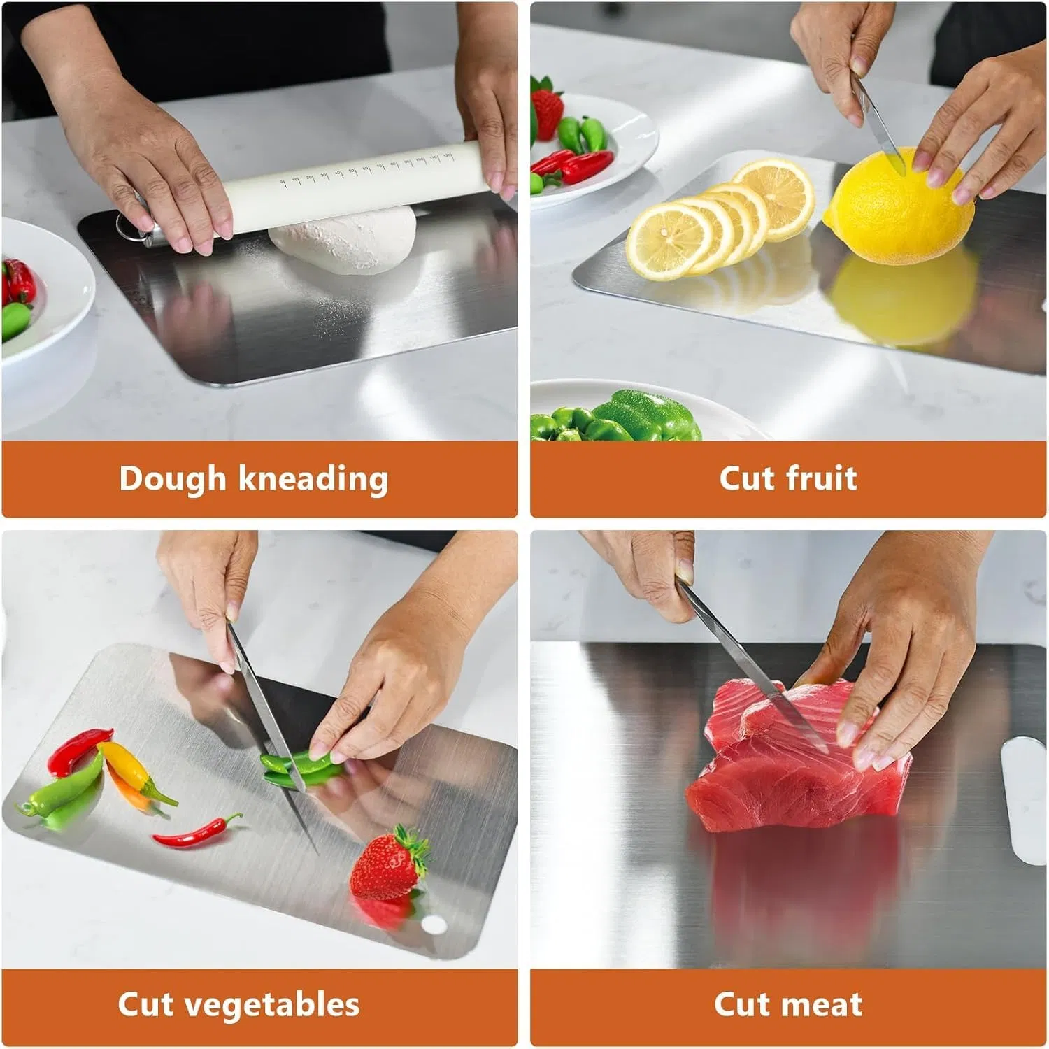 Stainless Steel Double-Sided Kitchen Cutting Board