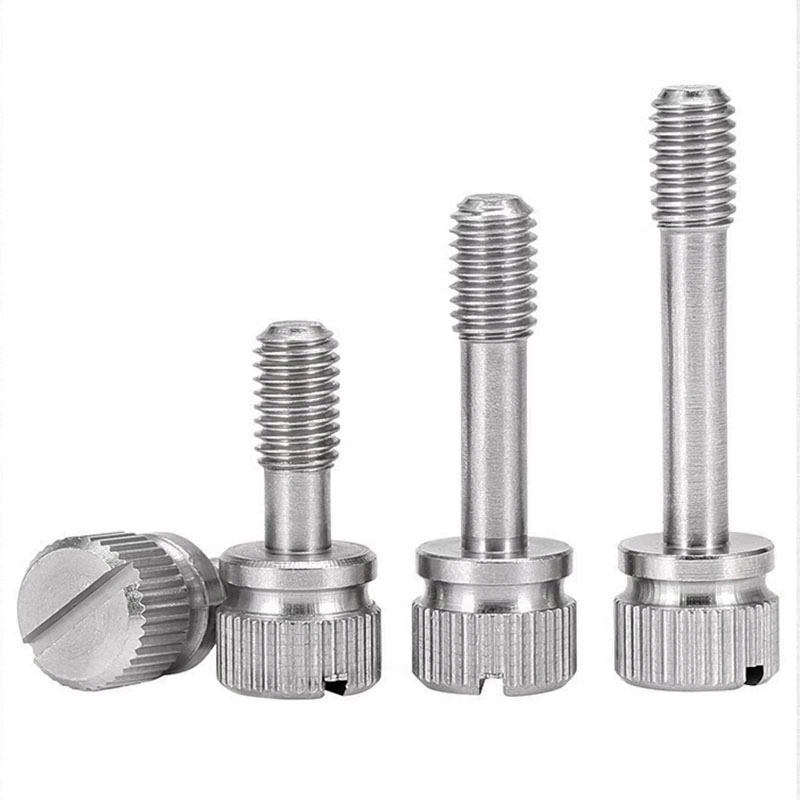 GB839 M3-M10 Stainless Steel Slotted Knurled Head Captive Thumb Screw