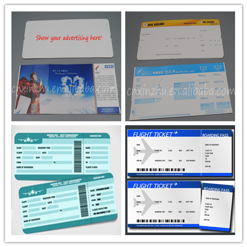 Custom Airport Eco Thermal Cardboard Blank Airline Boarding Pass Flights Tickets Material