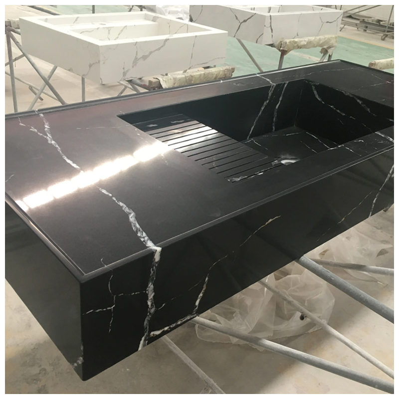 Nero Marquina Black Quartz Bathroom Washbasin