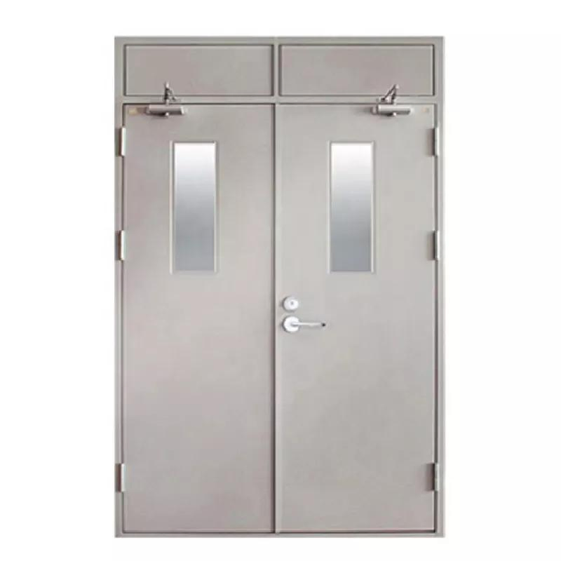 Self-Closed Mild Steel Fire Rated Exit Doors Commercial Building Anti Fire Metal Doors with Door Closer