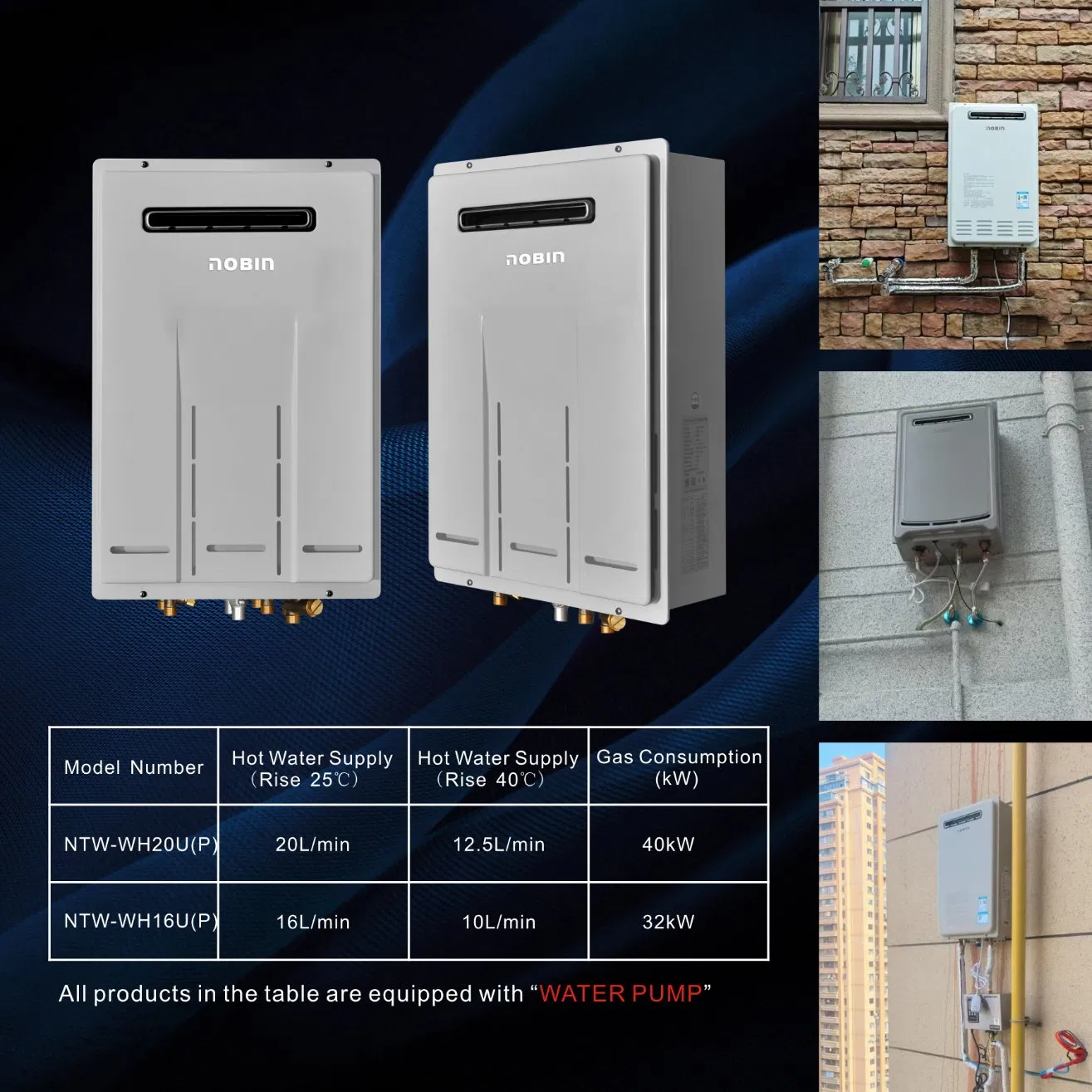 Have Pump Gas Water Heater: 20L/Min Hot Water and 38kw Gas Consumption