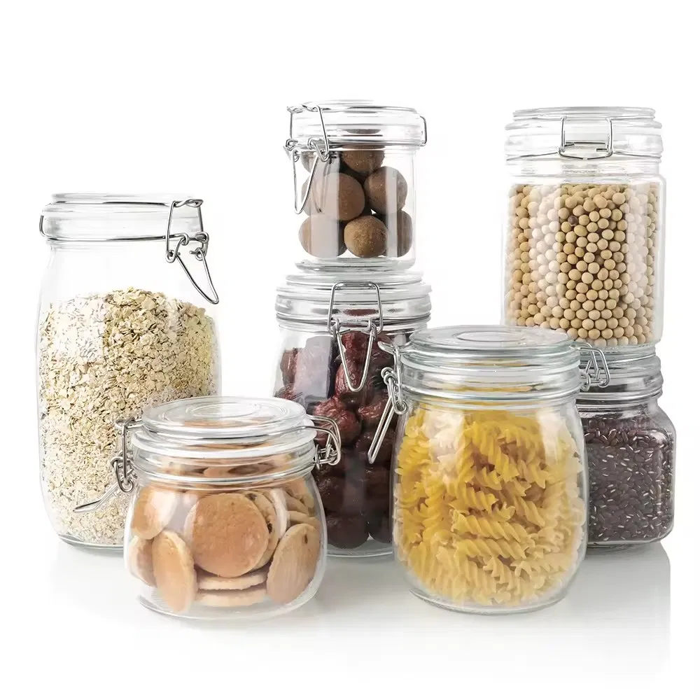 Factory Direct 500ml Glass Jar with Airtight Clamp Lid for Storing Cookies Candies Honey Other Items