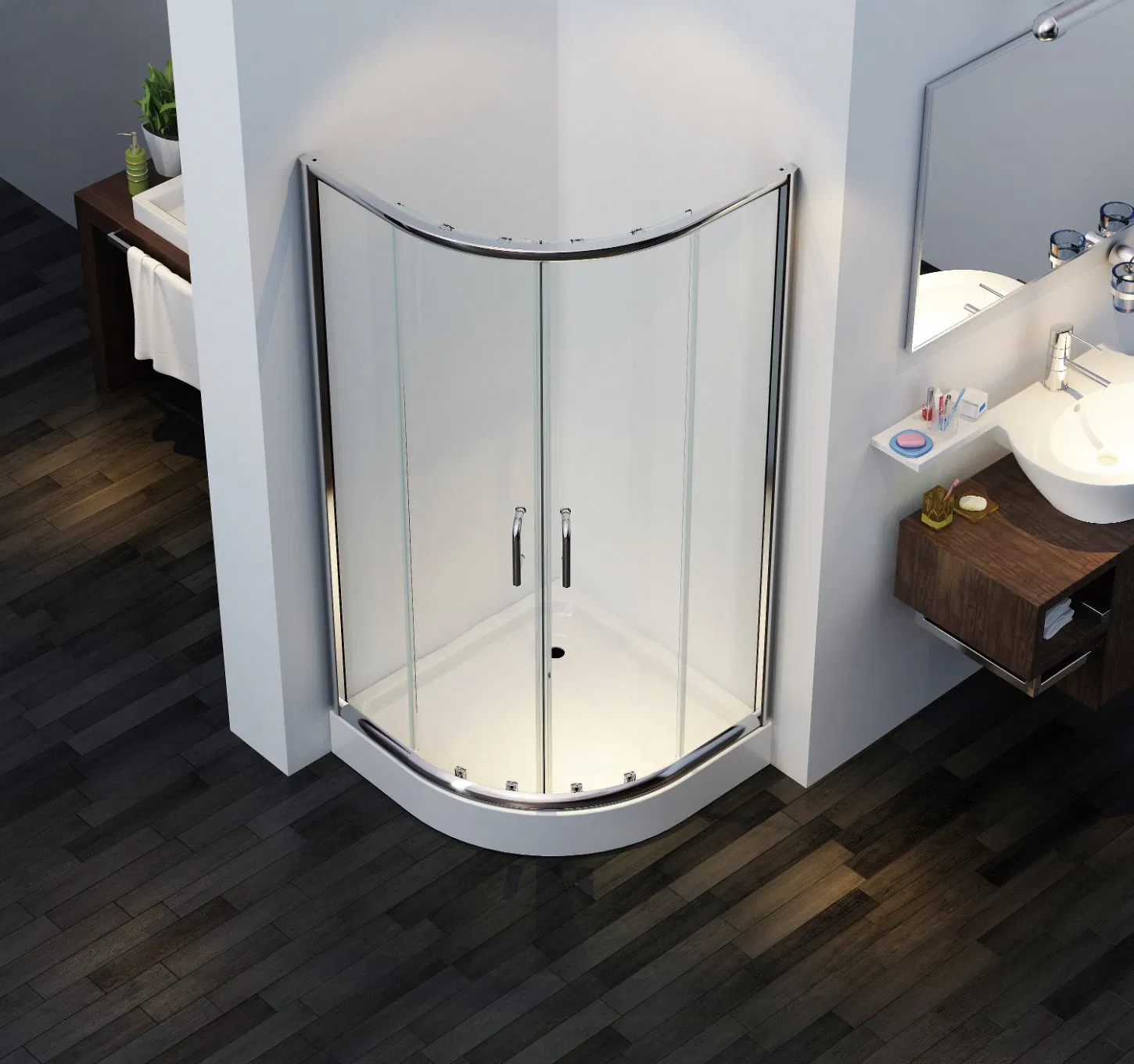 Modern Simple Design Sliding Black Frame Square Bathroom Door Shower Enclosure