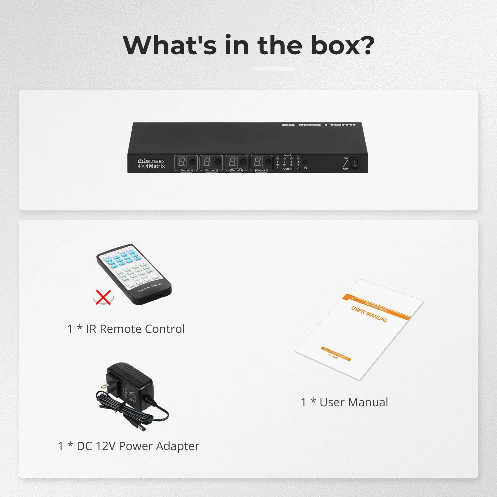 Custom 4 Port Matrix 4X4 HDMI Switch 4K 30Hz Splitter Support Pap Quad Multiviewer RS232 AV Video Switcher