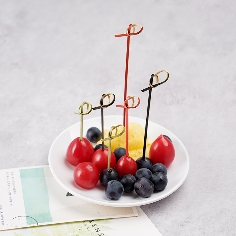 Wholesale Disposable Bamboo Knot Pick Skewers for Birthday Fruit Skewer Knot Skewer