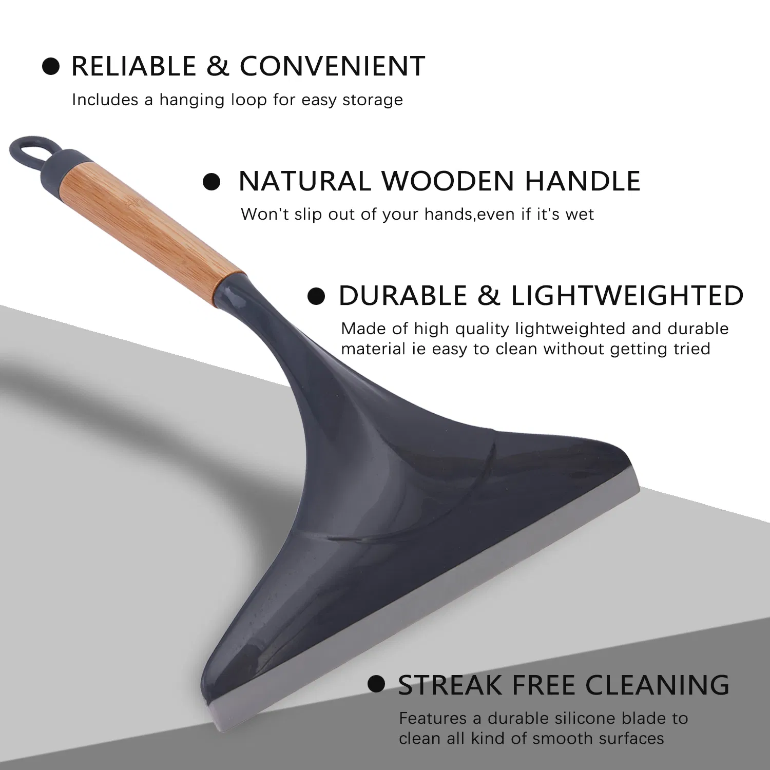 Hand Mini Eco-Friendly Wooden Handle Window Squeegee with Hanging Sling