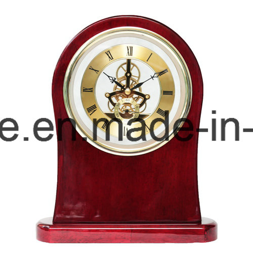 Black Piano Finish Luxury Wooden Desk/Tablek Decoration Skeleton Clock