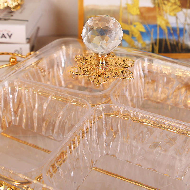 Elegant Customized Gold Plated Candy Tray with Plastic Bowl Set