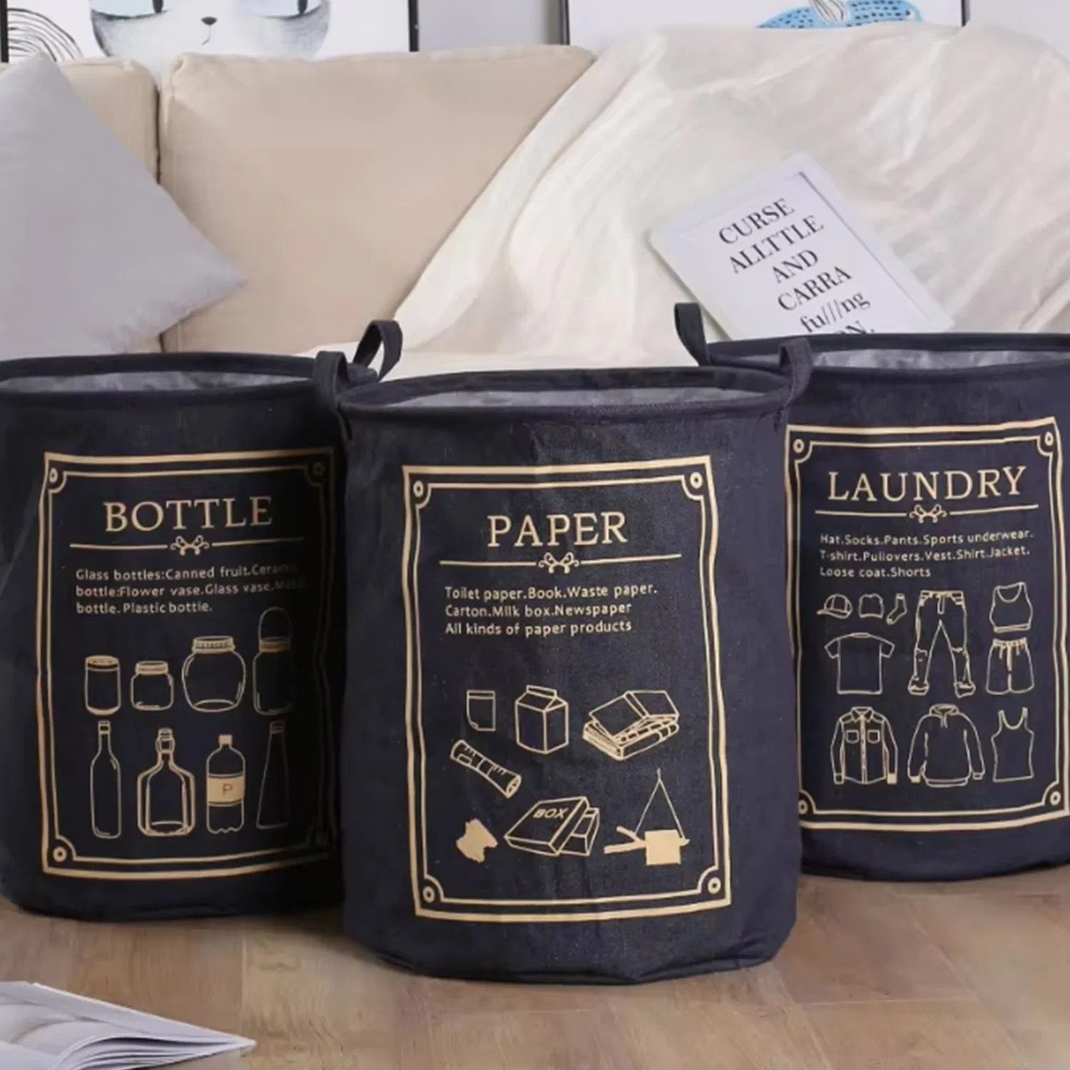 Large Fabric Dirty Clothes Capacity Laundry Hamper Storage Baskets Bucket Box Bins