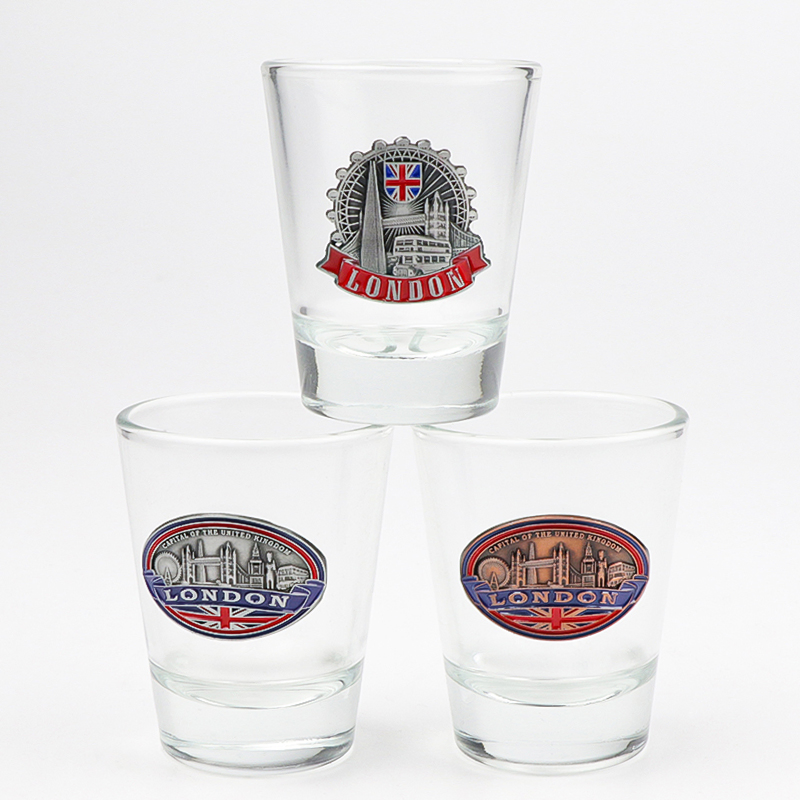 Wholesale Personalized Metal Engraved Logo Countries Souvenir Shot Glass Custom