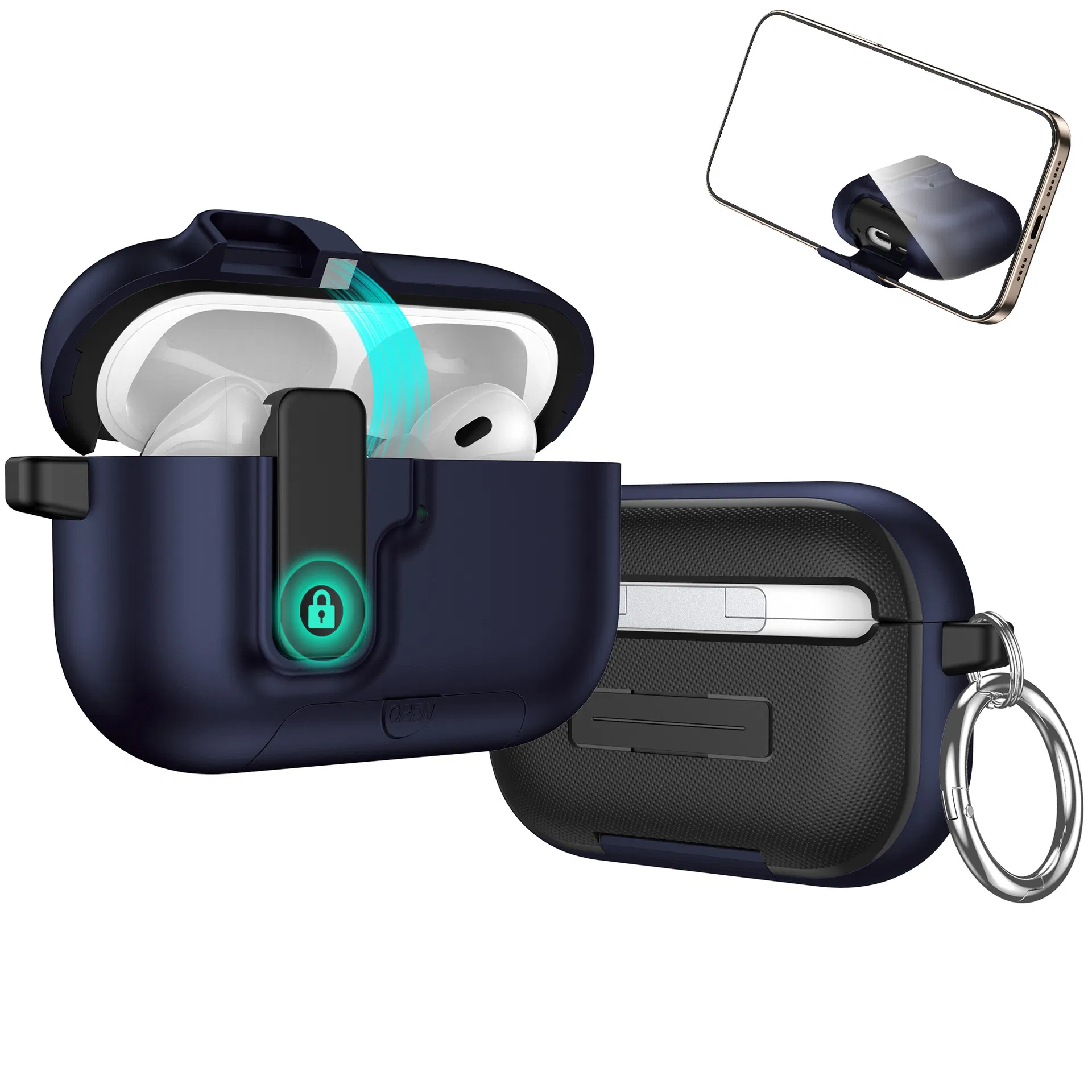 Чехол для AirPods PRO 3/2, ударопрочный, с замком
