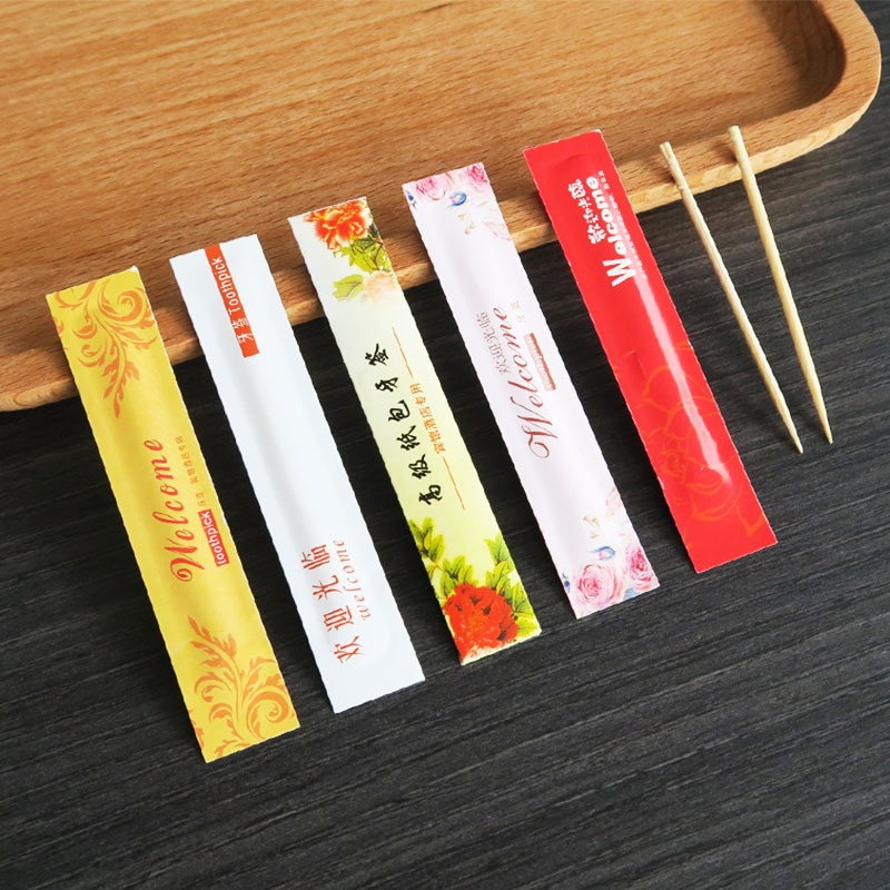 Custom Single Packed Toothpicks Disposable Individually Wrapped Bamboo Birch Wooden Mint Toothpick for Restaurant