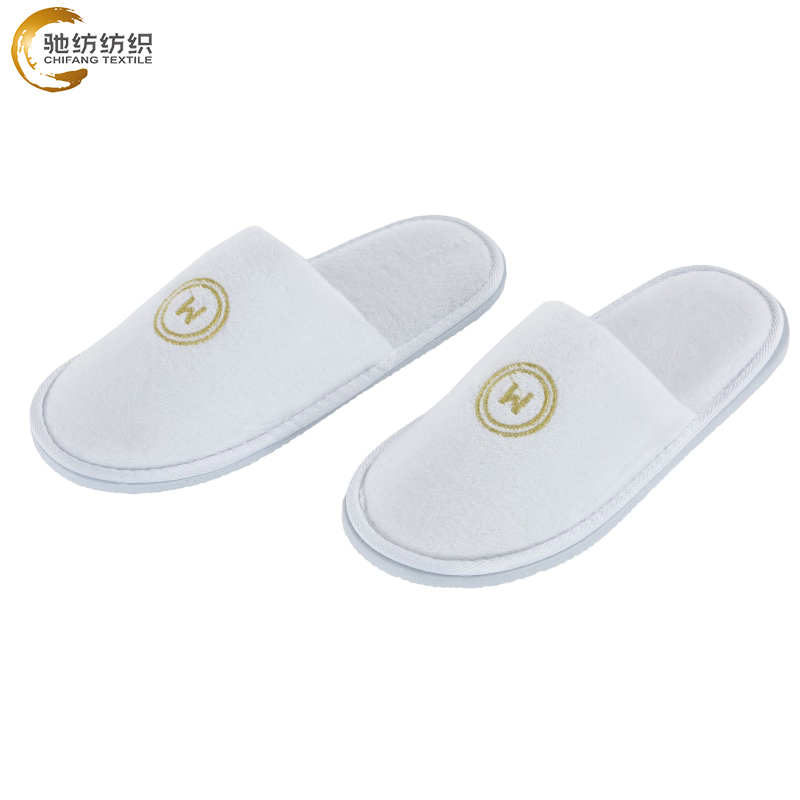 White Velvet 7mm EVA Sole Disposable Slippers Are Soft, Comfortable, and Non-Slip Suitable for Hotel SPA Resorts
