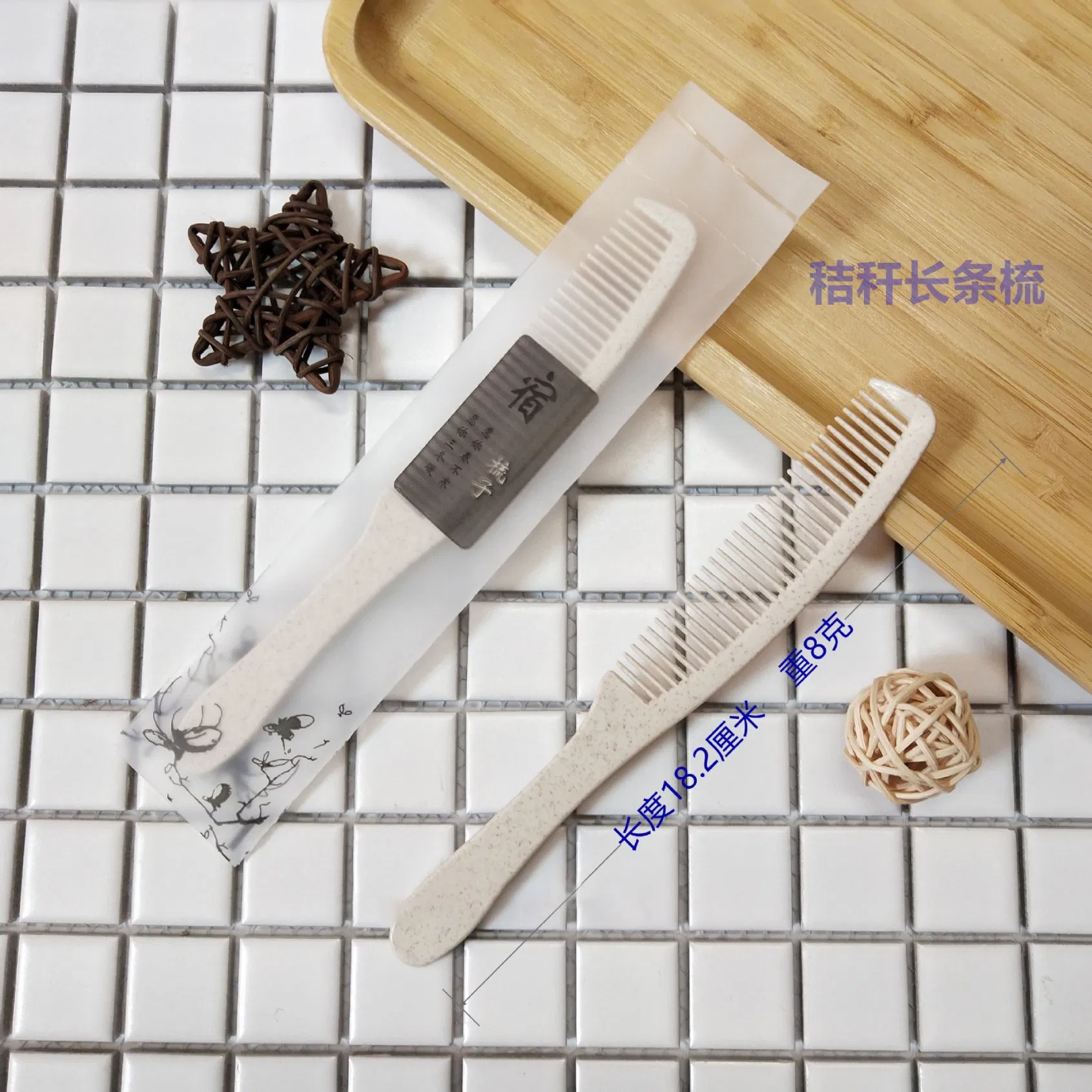 Custom Logo Accept Disposable Portable Straw Wheat Comb for Hotel