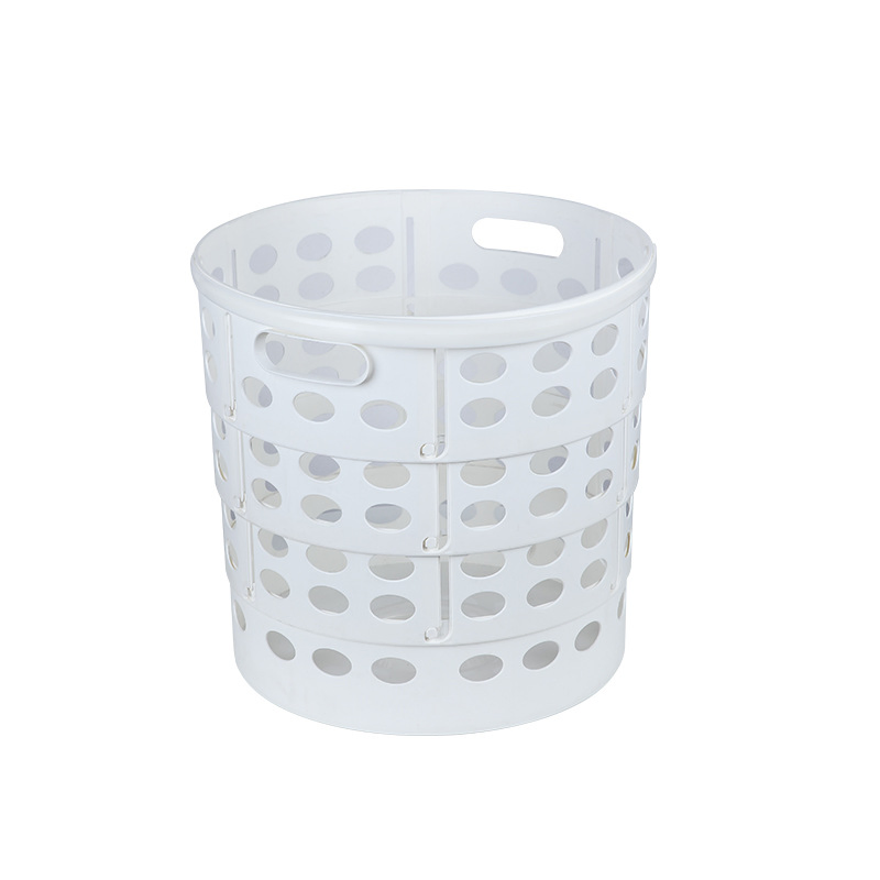 Collapsible Laundry Basket with Handles, Round Openwork Plastic Laundry Hamper Mi24067