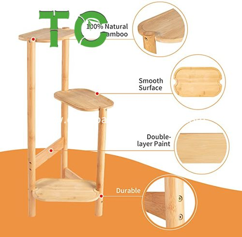 Wholesale 3-Tier Bamboo Plant Stands Indoor, Plant Stand Holder, Corner Plant Shelf, Plant Display Rack