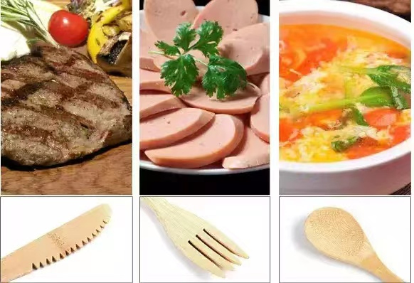 Wholesale Canvas Bag Knife Fork Spoon and Bamboo 6 Tableware Set