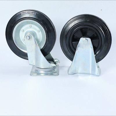 Wbd Fixed Plate 150 Load Waste Bin Wheels Rubber 6 Inch Industrial Caster Wheels