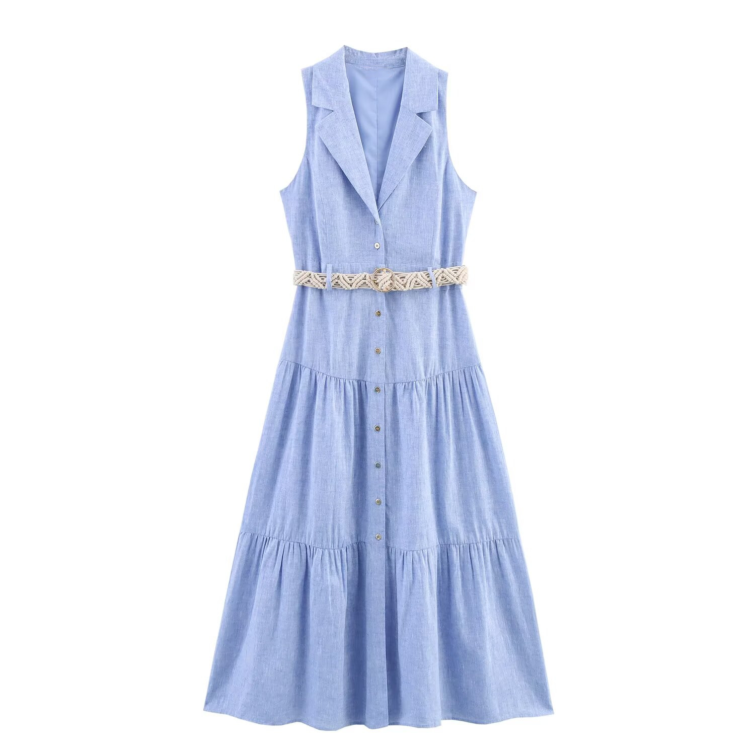 Платье женское летнее миди приталенное с поясом