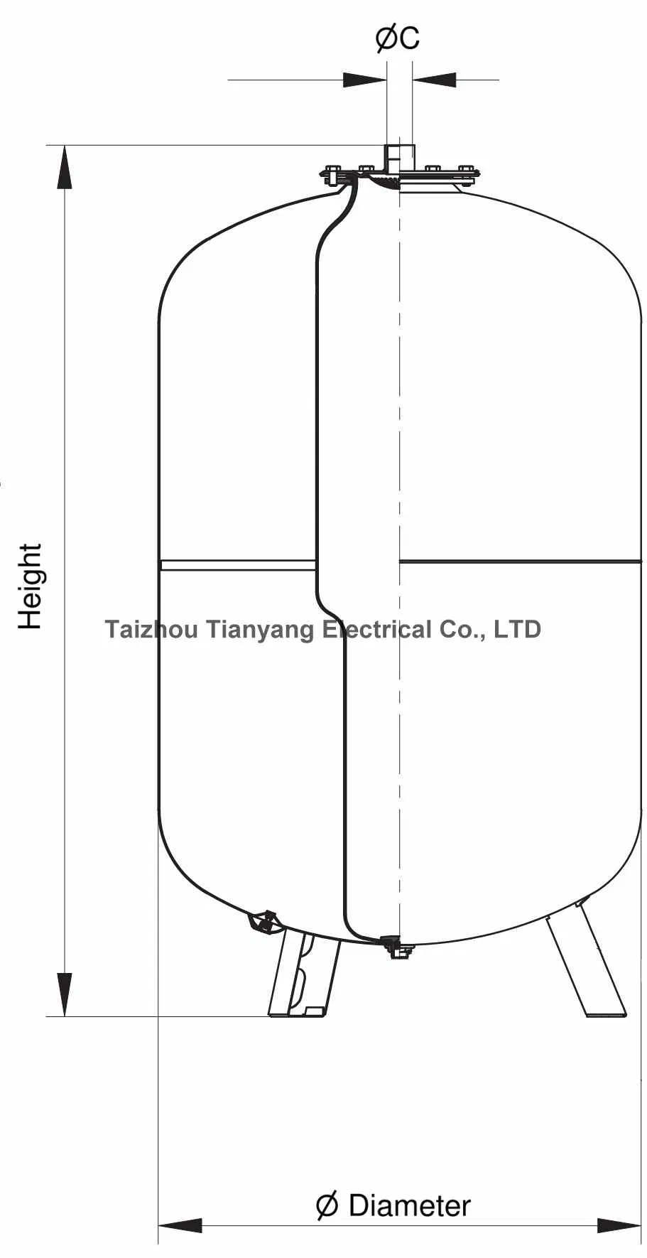 200 Litres Red Replaceable Membrane Heating Expansion Vessel with 1" Connection