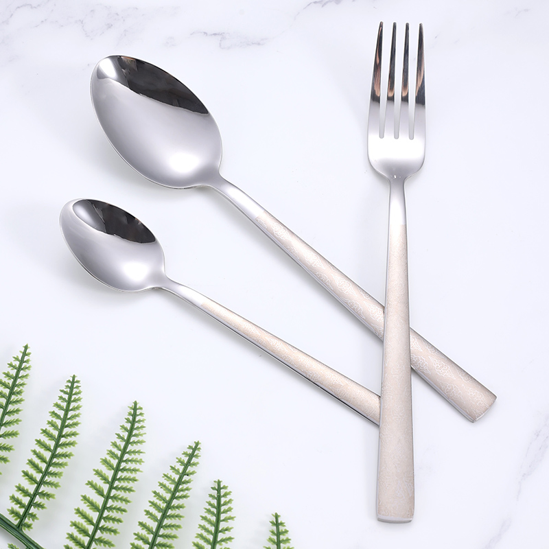 Wholesale Custom Abrazine Handle Stainless Steel Fork and Spoon