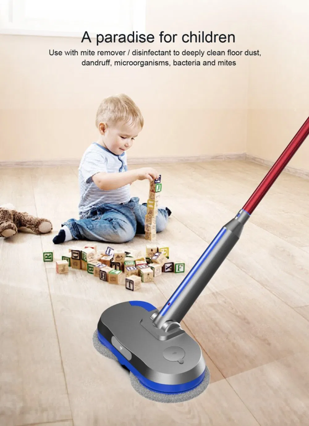Cordless Electric Mop, Electric Spin Mop with LED Headlight and Water Spray