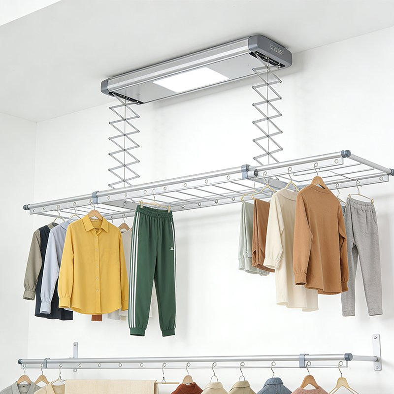 Smart Clothes Drying Rack Automatic Lift-and-Lower Drying Rack for Balcony Home Use