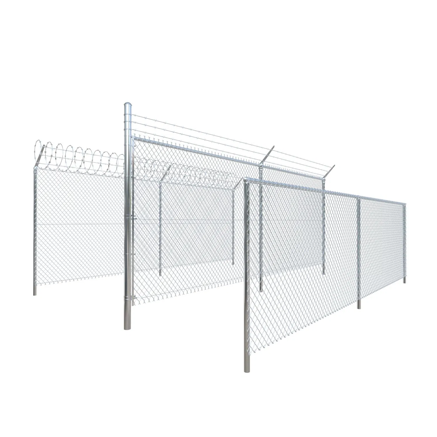 High Security Y Post Galvanized Airport Chain Link Fence with Barbed Wire