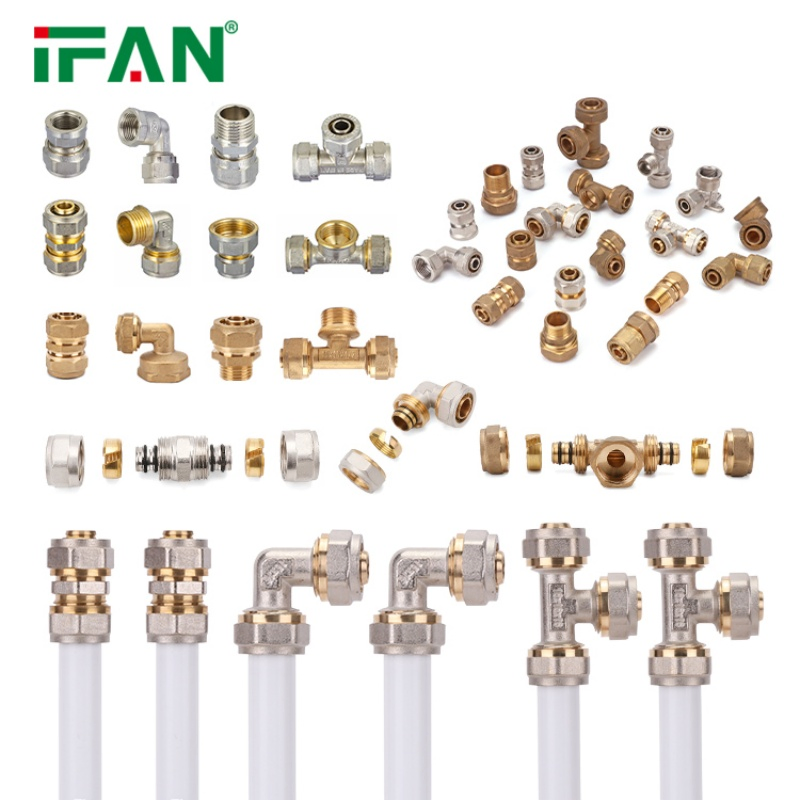 Ifan Low MOQ Hot Sales Brass Compression Fittings Tee Elbow Pex Pipe Water Connector 16-32mm Pex Fitting