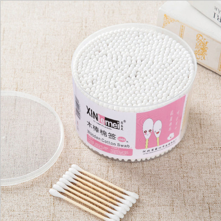 Large Round Box Double-Ended Kapok Sticks Disposable Household Cosmetic Makeup Removal 500 Cotton Swabs