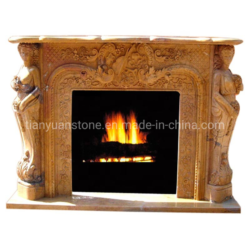 White Stone Sculpture Women Statues Marble Fireplace Mantel