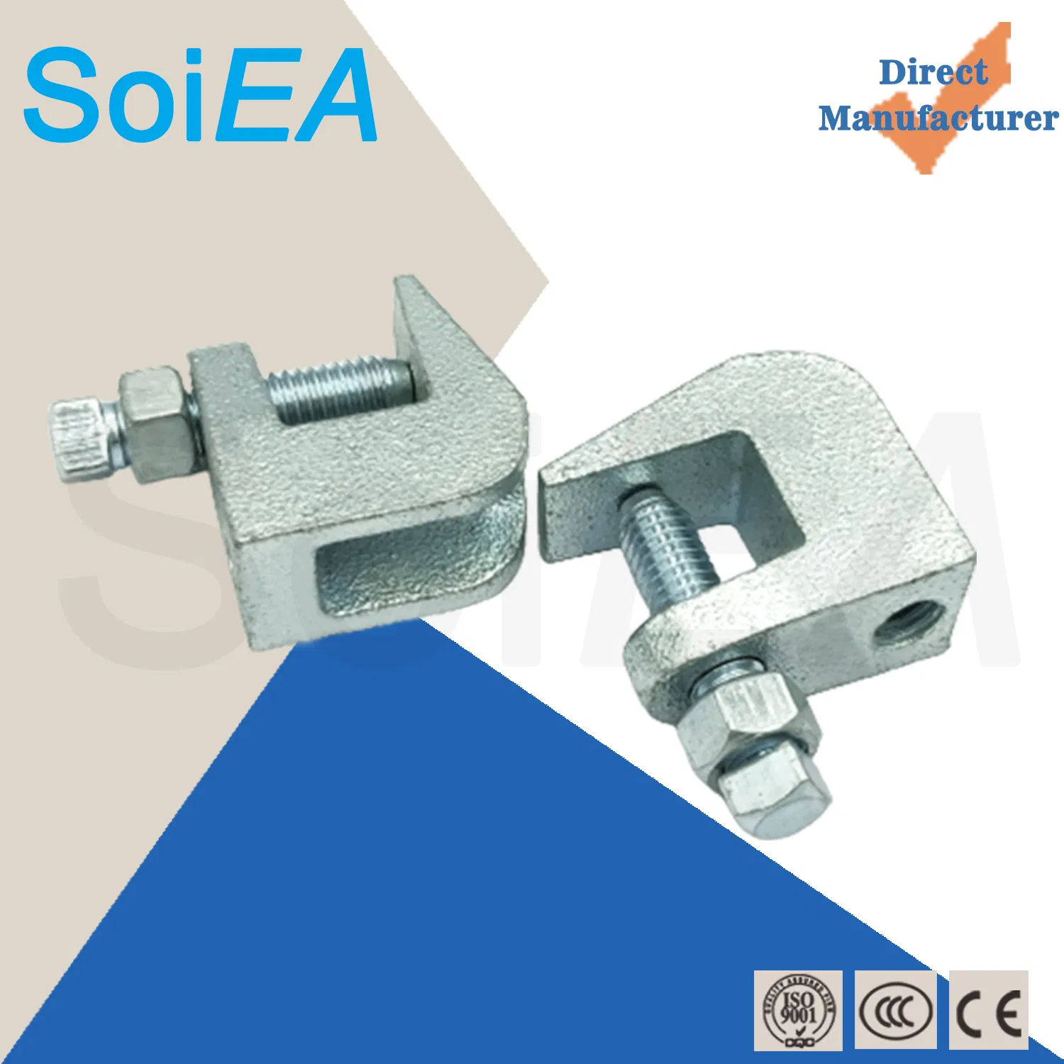 M8 Hole Compact Ss Heavy Duty Clamp Angle Adapter Malleable Cast Top Lifting Scaffolding Steel Square Headed Clamp Beams