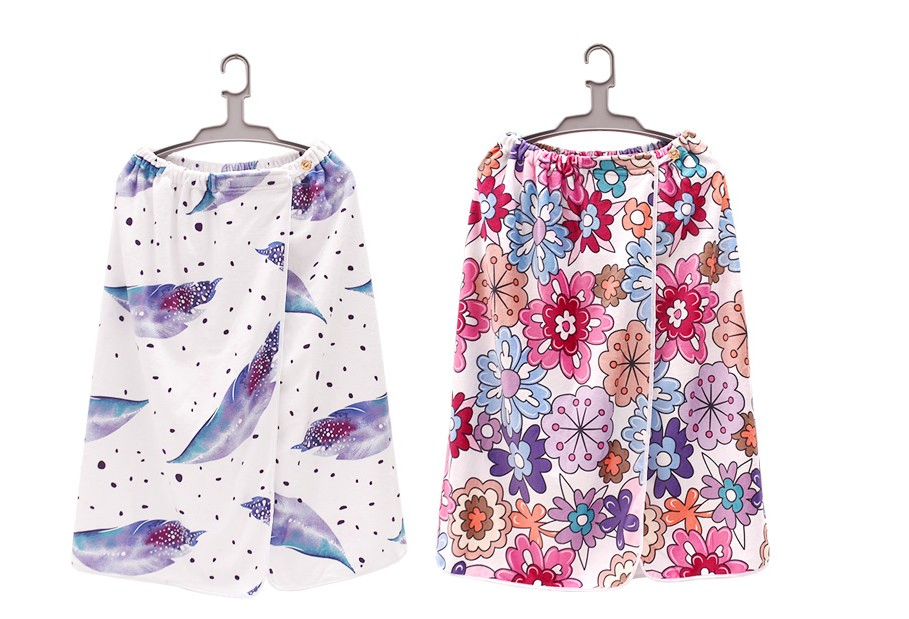 80*150cm 300GSM Stip Factory Wholesale Microfiber Printing Towel Quick Dry Absorbent Sling Bath Skirt Home Adult Coral Velvet Gift Bathrobe